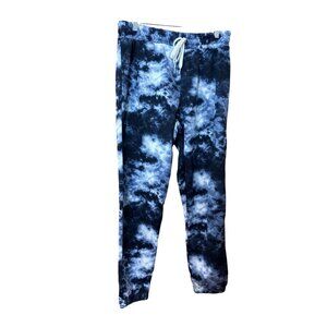 Bobbie Brooks Plus Size 1X Tie-Dye Jogger Pants Blue & White Elastic Waistband